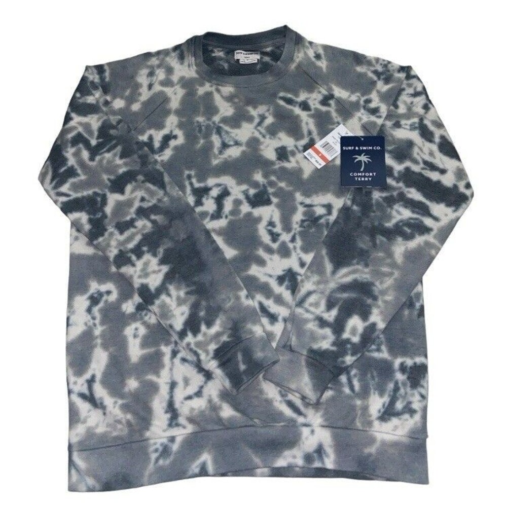 Surf & Swim Comfort Terry Crewneck Sweatshirt Mens Small NWT Tie Dye Lightweight